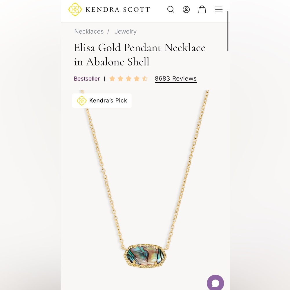Kendra Scott Elisa Gold Pendant Necklace in Abalone Shell